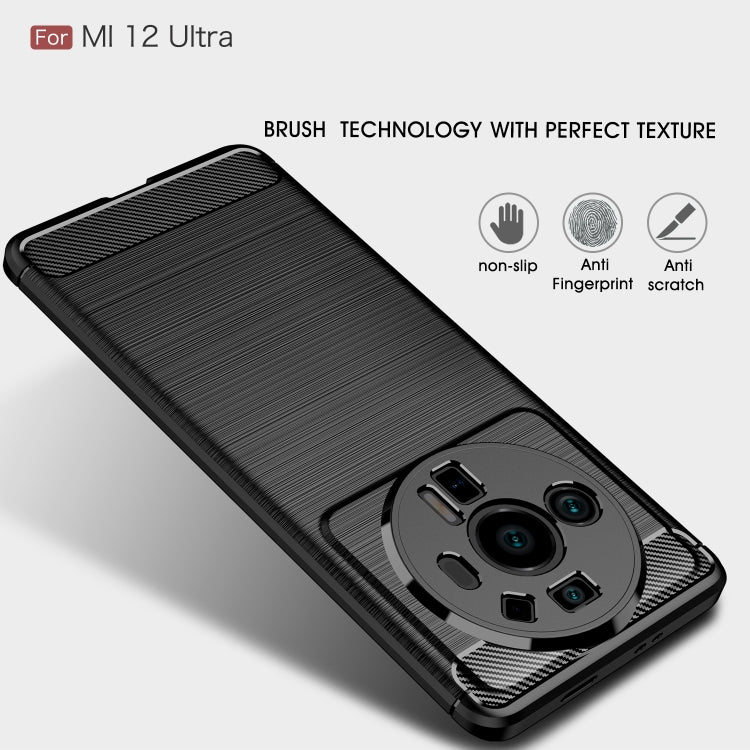 Custodia per telefono TPU in fibra di carbonio con trama spazzolata, For Xiaomi 12 5G, For Xiaomi 12 Pro 5G, For Xiaomi Mi 12 Ultra 5G