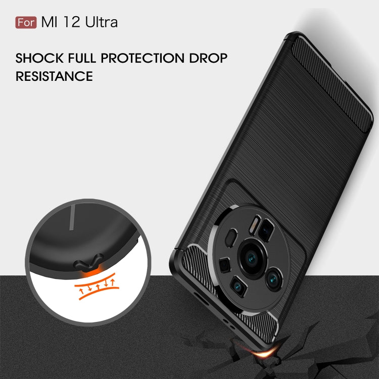 Custodia per telefono TPU in fibra di carbonio con trama spazzolata, For Xiaomi 12 5G, For Xiaomi 12 Pro 5G, For Xiaomi Mi 12 Ultra 5G