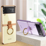 Custodia per telefono galvanica GKK Phantom con anello, For Samsung Galaxy Z Flip3 5G