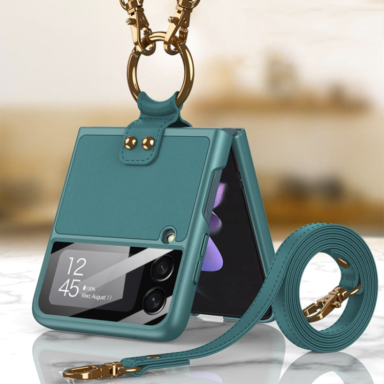 Custodia per telefono ultrasottile GKK PC + PU con anello e cinturino, For Samsung Galaxy Z Flip3 5G