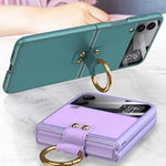 Custodia per telefono ultrasottile GKK PC + PU con anello e cinturino, For Samsung Galaxy Z Flip3 5G