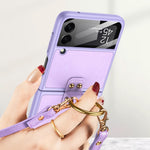 Custodia per telefono ultrasottile GKK PC + PU con anello e cinturino, For Samsung Galaxy Z Flip3 5G