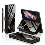 Custodia per telefono verniciata in vetro temperato GKK Flip con slot per penna, For Samsung Galaxy Z Fold3 5G