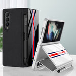 Custodia per telefono verniciata in vetro temperato GKK Flip con slot per penna, For Samsung Galaxy Z Fold3 5G