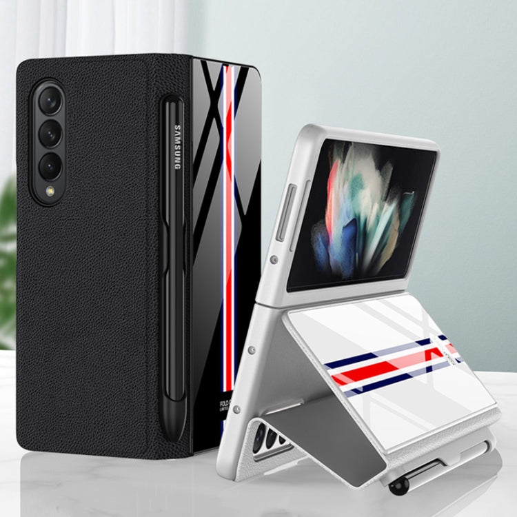 Custodia per telefono verniciata in vetro temperato GKK Flip con slot per penna, For Samsung Galaxy Z Fold3 5G