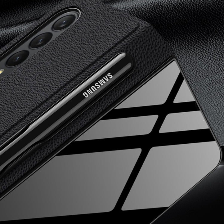 Custodia per telefono verniciata in vetro temperato GKK Flip con slot per penna, For Samsung Galaxy Z Fold3 5G