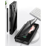 Custodia per telefono verniciata in vetro temperato GKK Flip con slot per penna, For Samsung Galaxy Z Fold3 5G