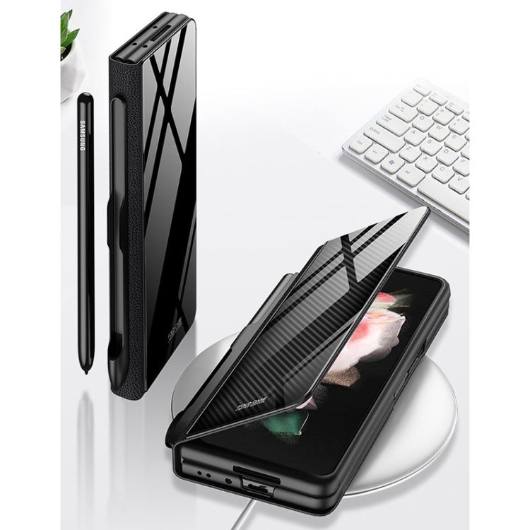 Custodia per telefono verniciata in vetro temperato GKK Flip con slot per penna, For Samsung Galaxy Z Fold3 5G