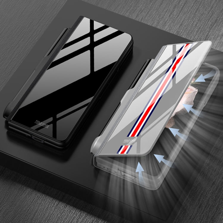 Custodia per telefono verniciata in vetro temperato GKK Flip con slot per penna, For Samsung Galaxy Z Fold3 5G