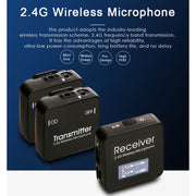 Microfono Lavalier Wireless AY123 2.4G a Doppio Canale