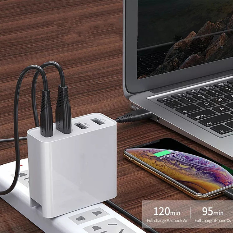 Caricatore da viaggio USB-C 18W con QC3.0 e doppia USB