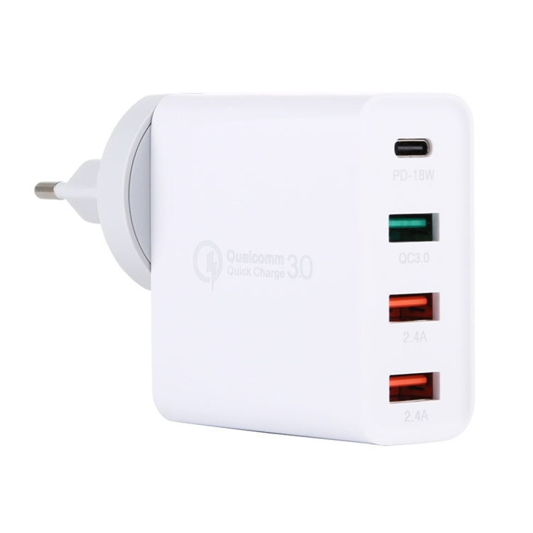 Caricatore da viaggio USB-C 18W con QC3.0 e doppia USB