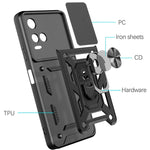 Cover per fotocamera scorrevole Custodia per telefono in TPU + PC, For OPPO Realme 8i, For OPPO Realme C21Y, For vivo Y21s, For Samsung Galaxy A03 5G 164mm, For Samsung Galaxy A13 4G