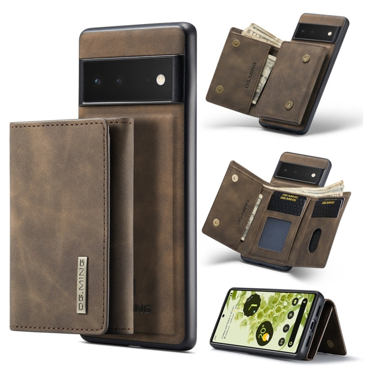 DG.MING M1 Series 3-Fold Multi Card Wallet + Cover posteriore magnetica, For Google Pixel 5a 5G, For Google Pixel 6 Pro, For OnePlus 9RT 5G