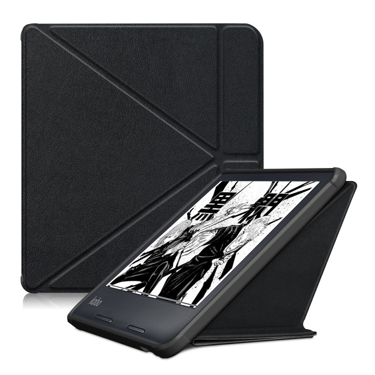 Custodia per tablet in pelle multi-pieghevole con trama in tessuto, For KOBO Libra2 2021, For KOBO Sage 2021