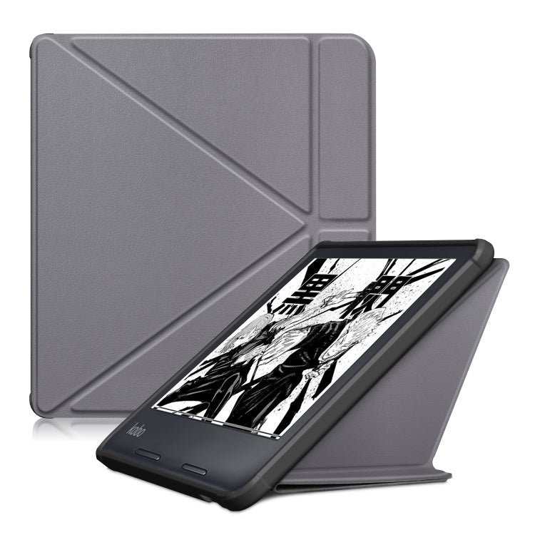 Custodia per tablet in pelle multi-pieghevole con trama in tessuto, For KOBO Libra2 2021, For KOBO Sage 2021