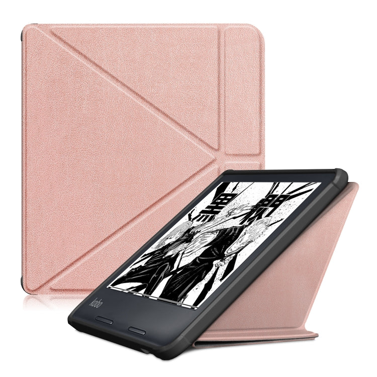 Custodia per tablet in pelle multi-pieghevole con trama in tessuto, For KOBO Libra2 2021, For KOBO Sage 2021