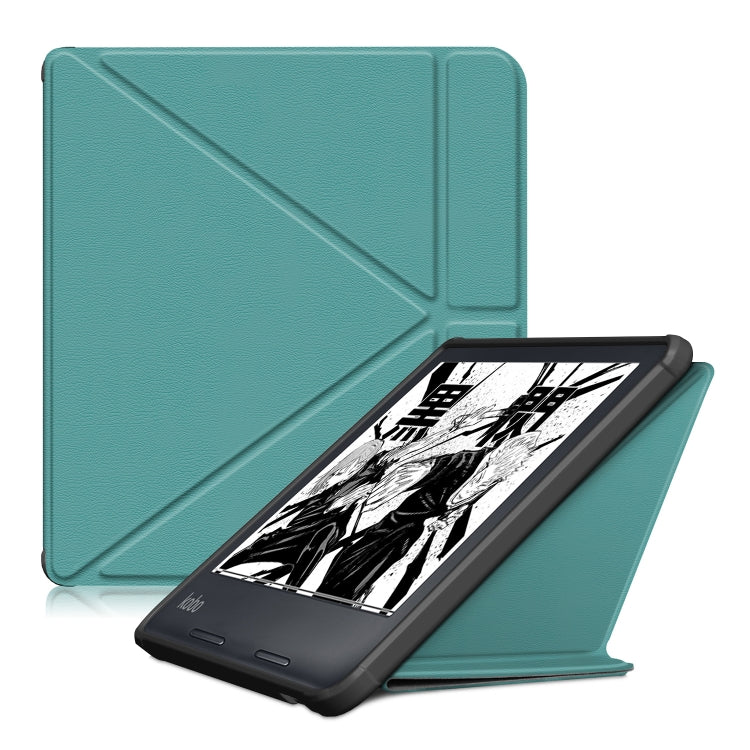 Custodia per tablet in pelle multi-pieghevole con trama in tessuto, For KOBO Libra2 2021, For KOBO Sage 2021