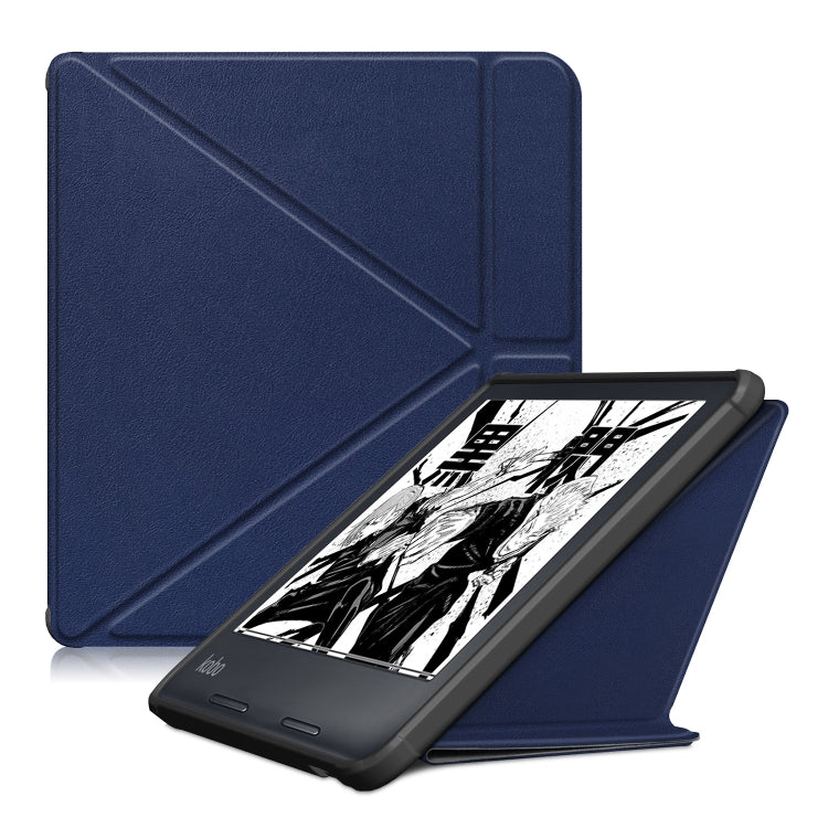 Custodia per tablet in pelle multi-pieghevole con trama in tessuto, For KOBO Libra2 2021, For KOBO Sage 2021