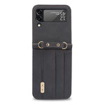 Custodia per telefono in pelle siamese a tracolla con cordino, For Samsung Galaxy Z Flip3 5G