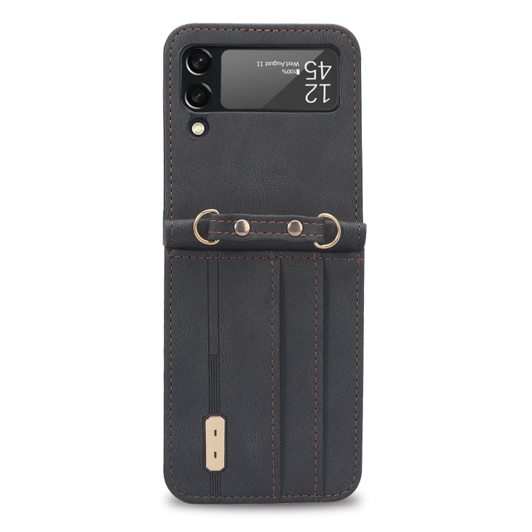 Custodia per telefono in pelle siamese a tracolla con cordino, For Samsung Galaxy Z Flip3 5G