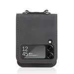 Custodia per telefono in pelle siamese a tracolla con cordino, For Samsung Galaxy Z Flip3 5G