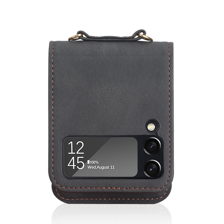 Custodia per telefono in pelle siamese a tracolla con cordino, For Samsung Galaxy Z Flip3 5G
