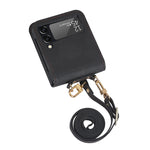 Custodia per telefono in pelle siamese a tracolla con cordino, For Samsung Galaxy Z Flip3 5G