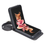 Custodia per telefono in pelle siamese a tracolla con cordino, For Samsung Galaxy Z Flip3 5G