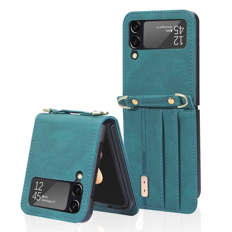 Custodia per telefono in pelle siamese a tracolla con cordino, For Samsung Galaxy Z Flip3 5G