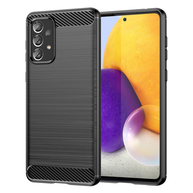 Custodia per telefono TPU in fibra di carbonio con trama spazzolata, For Samsung Galaxy A73 5G