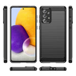 Custodia per telefono TPU in fibra di carbonio con trama spazzolata, For Samsung Galaxy A73 5G