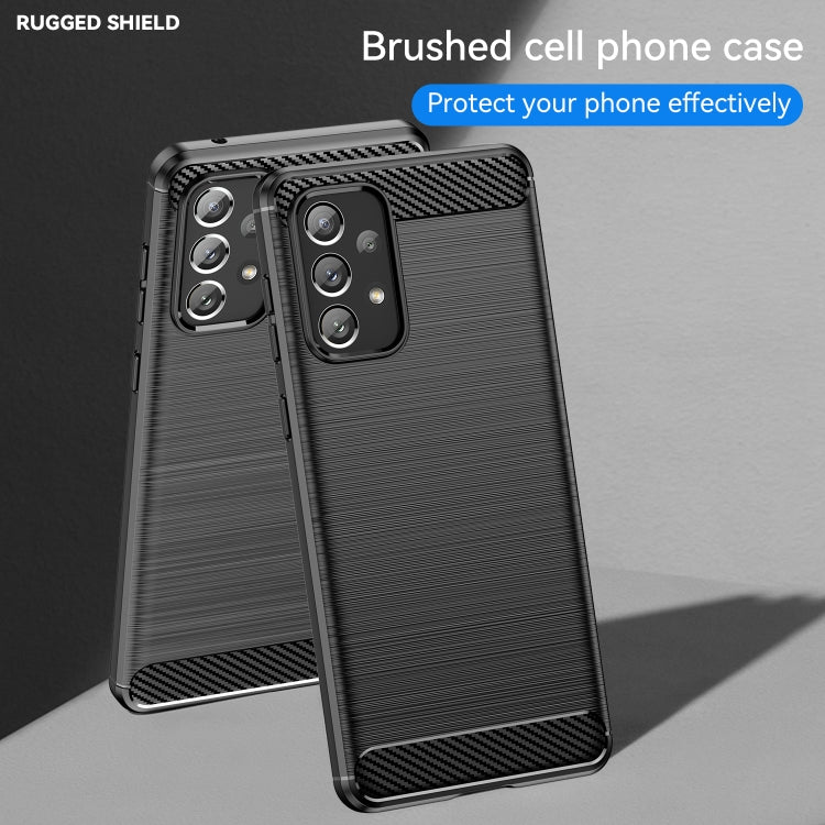 Custodia per telefono TPU in fibra di carbonio con trama spazzolata, For Samsung Galaxy A73 5G