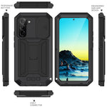 Custodia per telefono con supporto scorrevole in metallo + silicone per fotocamera R-JUST, For Samsung Galaxy S22 5G, For Samsung Galaxy S22+ 5G, For Samsung Galaxy S22 Ultra 5G