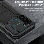 Custodia per telefono con supporto scorrevole in metallo + silicone per fotocamera R-JUST, For Samsung Galaxy S22 5G, For Samsung Galaxy S22+ 5G, For Samsung Galaxy S22 Ultra 5G
