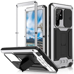 Custodia per telefono con supporto scorrevole in metallo + silicone per fotocamera R-JUST, For Samsung Galaxy S22 5G, For Samsung Galaxy S22+ 5G, For Samsung Galaxy S22 Ultra 5G