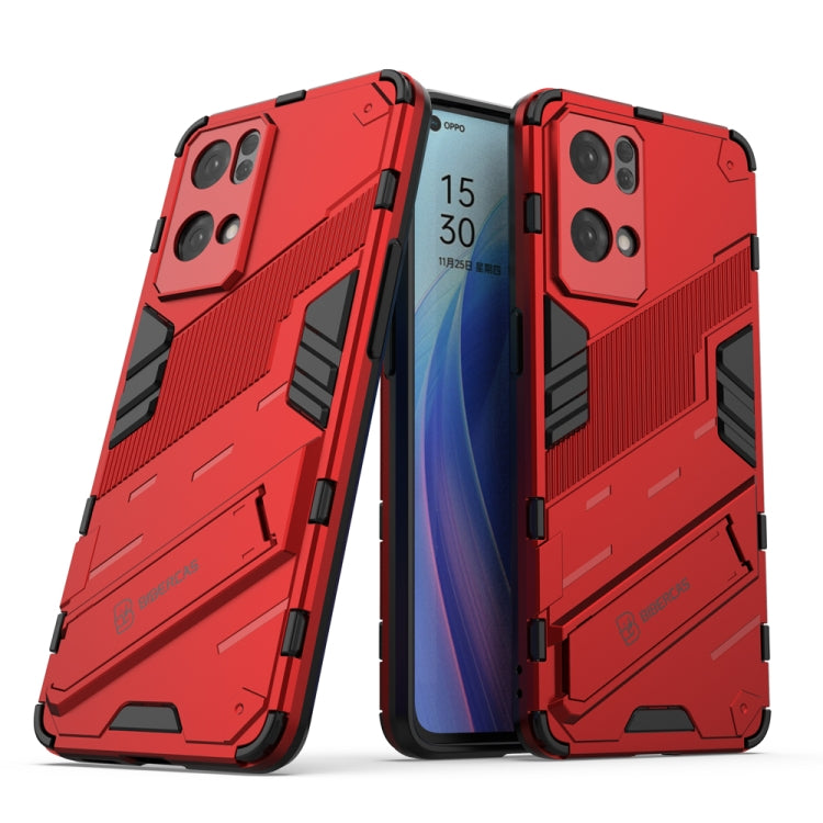 Punk Armor 2 in 1 PC + custodia per telefono antiurto in TPU con supporto invisibile, For OPPO Reno7 5G China, For OPPO Reno7 Pro 5G