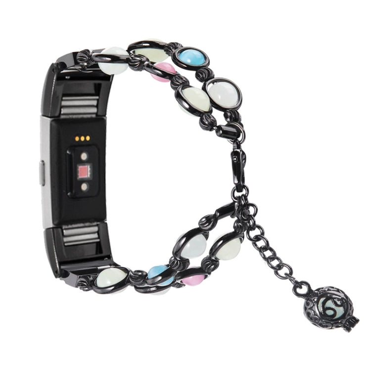 Cinturino in acciaio con perline luminose in agata, For Fitbit Charge 5