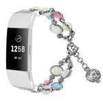 Cinturino in acciaio con perline luminose in agata, For Fitbit Charge 5