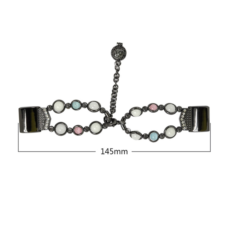 Cinturino in acciaio con perline luminose in agata, For Fitbit Charge 5