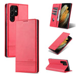 AZNS Custodia per telefono in pelle a vibrazione orizzontale con struttura in vitello magnetico, For Samsung Galaxy S22 Ultra 5G