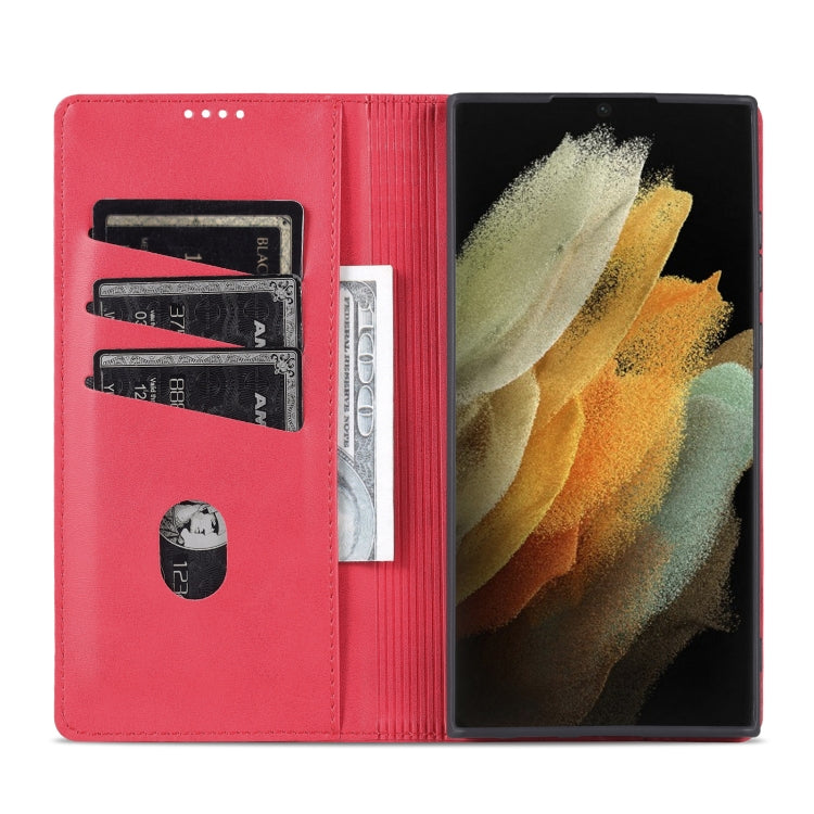 AZNS Custodia per telefono in pelle a vibrazione orizzontale con struttura in vitello magnetico, For Samsung Galaxy S22 Ultra 5G