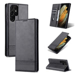 AZNS Custodia per telefono in pelle a vibrazione orizzontale con struttura in vitello magnetico, For Samsung Galaxy S22 Ultra 5G