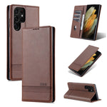 AZNS Custodia per telefono in pelle a vibrazione orizzontale con struttura in vitello magnetico, For Samsung Galaxy S22 Ultra 5G