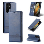 AZNS Custodia per telefono in pelle a vibrazione orizzontale con struttura in vitello magnetico, For Samsung Galaxy S22 Ultra 5G