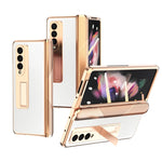 Custodia per telefono con trama incrociata con armatura elettrolitica, For Samsung Galaxy Z Fold3 5G, For Samsung Galaxy Z Fold2 5G