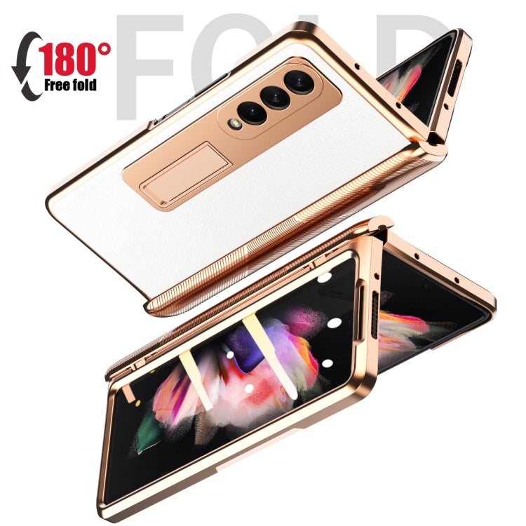 Custodia per telefono con trama incrociata con armatura elettrolitica, For Samsung Galaxy Z Fold3 5G, For Samsung Galaxy Z Fold2 5G