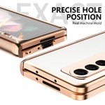 Custodia per telefono con trama incrociata con armatura elettrolitica, For Samsung Galaxy Z Fold3 5G, For Samsung Galaxy Z Fold2 5G
