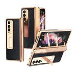 Custodia per telefono con trama incrociata con armatura elettrolitica, For Samsung Galaxy Z Fold3 5G, For Samsung Galaxy Z Fold2 5G