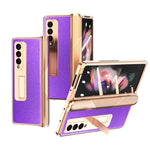 Custodia per telefono con trama incrociata con armatura elettrolitica, For Samsung Galaxy Z Fold3 5G, For Samsung Galaxy Z Fold2 5G